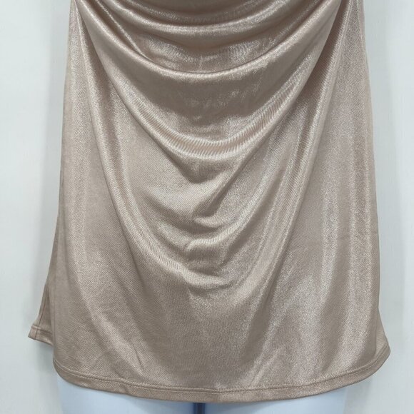 Express Women's Cowl Neck Champagne Metallic Halter Top Size XS - Picture 3 of 7